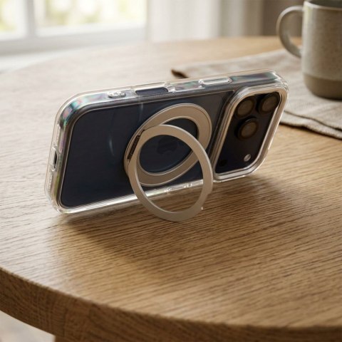 Etui na iPhone 11 Frame Circle Stand zgodne z MagSafe transparentne