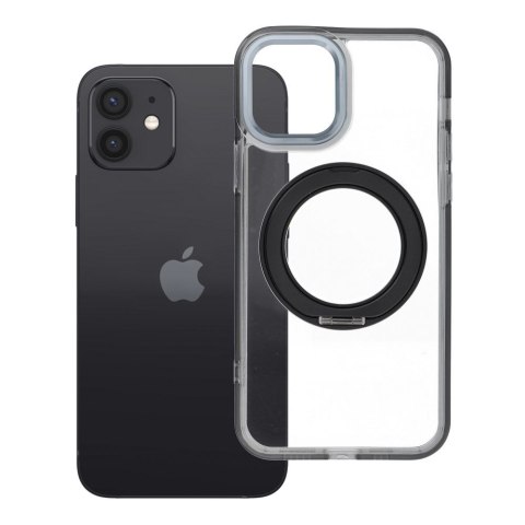 Etui na iPhone 12 Frame Circle Stand zgodne z MagSafe czarne