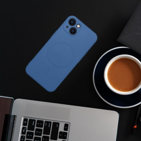Etui na iPhone 16 PRO Silicone Mag Cover zgodne z MagSafe (camera protection) niebieskie