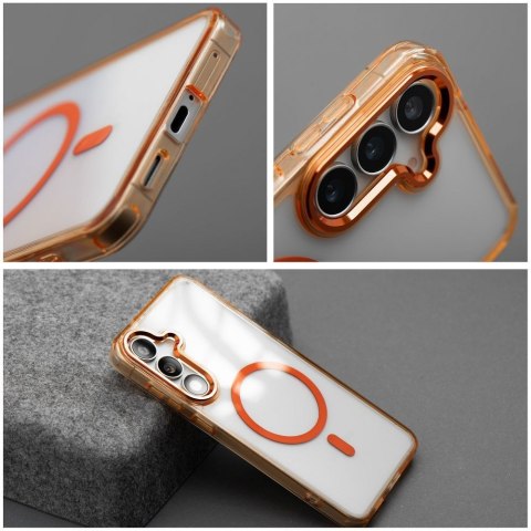 Etui na Samsung A36 Frame Clear Hybrid Mag Cover zgodny z MagSafe pomarańczowe
