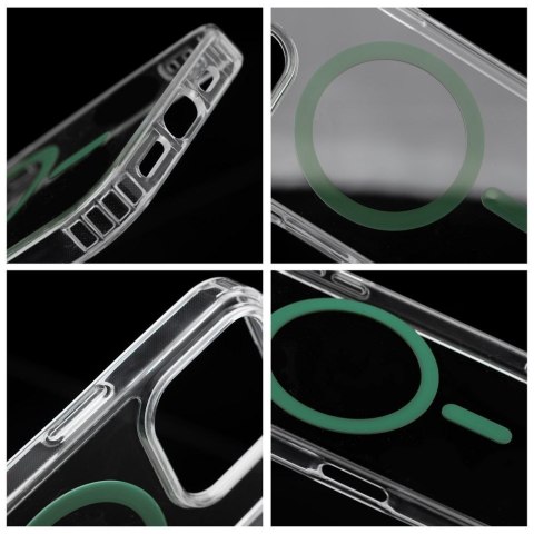 Etui na Samsung S25 Drop Glue Colorful Ring Mag Cover zgodne z MagSafe ciemnozielone
