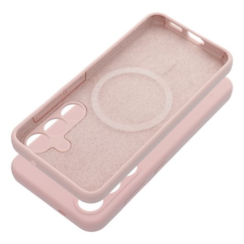 Etui na Samsung S25 EDGE Silicone 2mm (camera protection) zgodne z MagSafe pudrowy różowe