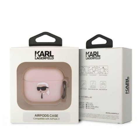 Etui na słuchawki Karl Lagerfeld do Apple Airpods PRO (3D Sil NFT Karl) różowe