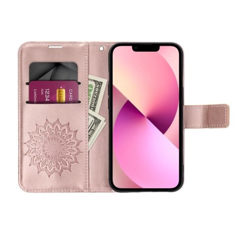 Etui z klapką na iPhone 12 MINI Mezzo Book mandala złoto-różowe