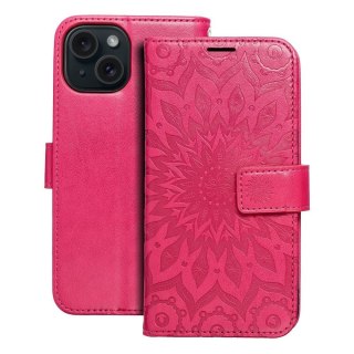 Etui z klapką na iPhone 15 Mezzo Book mandala magenta