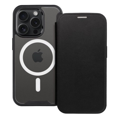 Etui z klapką na iPhone 15 PLUS Smart Mag zgodne z MagSafe czarne