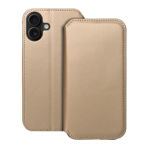 Etui z klapką na iPhone 16 PLUS Dual Pocket Book złote