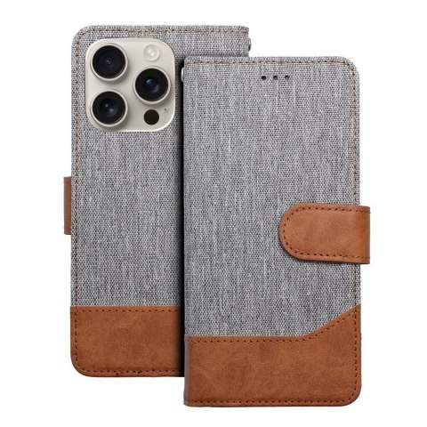 Etui z klapką na iPhone 16 PLUS Jeans Book szare