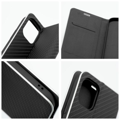Etui z klapką na iPhone 16 PLUS Luna Book Carbon czarne