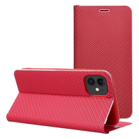 Etui z klapką na iPhone 16 PLUS Luna Book Carbon czerwone