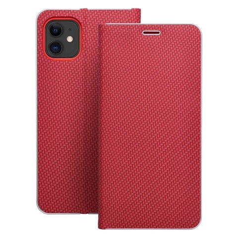 Etui z klapką na iPhone 16 PLUS Luna Book Carbon czerwone