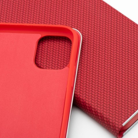Etui z klapką na iPhone 16 PLUS Luna Book Carbon czerwone