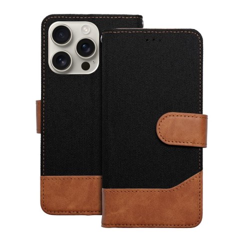 Etui z klapką na iPhone 16e (SE 4 2025) Jeans Book czarne