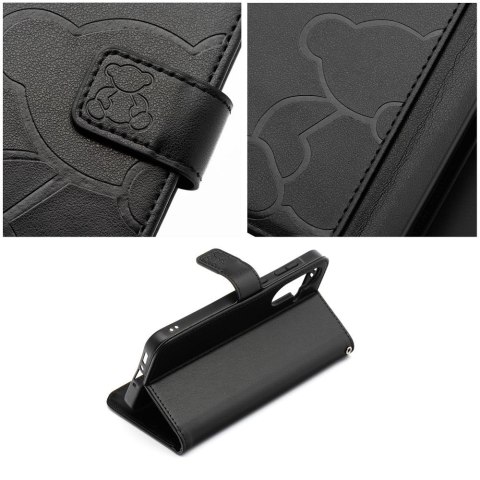 Etui z klapką na iPhone 16e (SE 4 2025) Mezzo Book teddy bear czarne