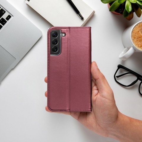 Etui z klapką na Motorola EDGE 60 Smart Magneto burgundowe