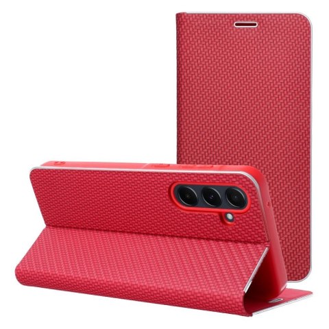 Etui z klapką na Samsung S25 EDGE Luna Book Carbon czerwone