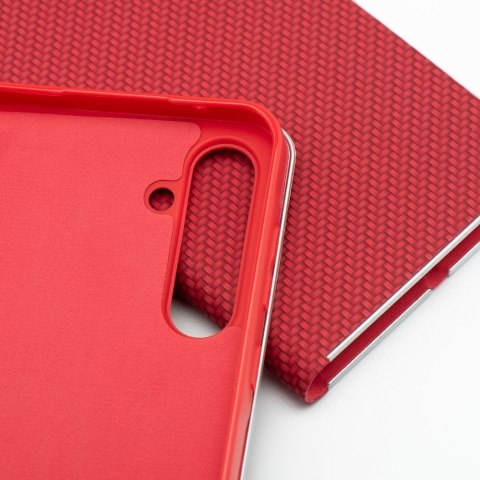 Etui z klapką na Samsung S25 EDGE Luna Book Carbon czerwone