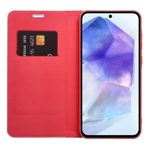 Etui z klapką na Samsung S25 EDGE Luna Book Carbon czerwone