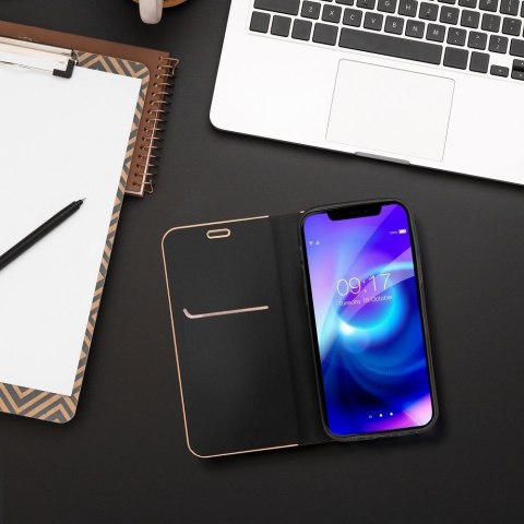 Etui z klapką na Samsung S25 EDGE Luna Book Gold czarne