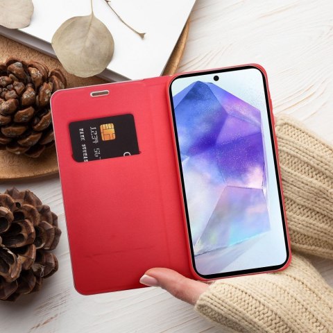 Etui z klapką na Xiaomi Redmi NOTE 14 4G (GLOBAL - 163,25mm x 76,55mm x 8,16mm) Luna Book Carbon czerwone