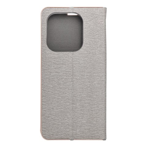 Etui z klapką na Xiaomi Redmi NOTE 14 4G (GLOBAL - 164,84mm x 78,15mm x 8,16mm) Luna Book Gold srebrne