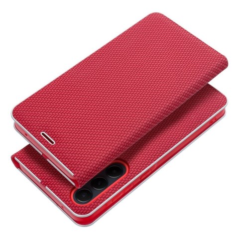 Etui z klapką na Xiaomi Redmi NOTE 14 PRO 4G Luna Book Carbon czerwone