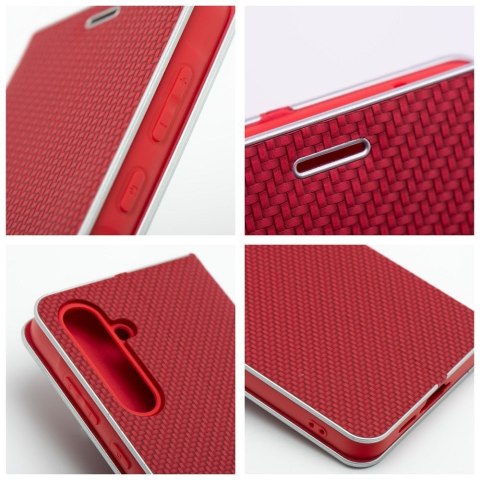 Etui z klapką na Xiaomi Redmi NOTE 14 PRO 4G Luna Book Carbon czerwone