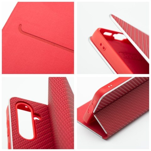 Etui z klapką na Xiaomi Redmi NOTE 14 PRO 4G Luna Book Carbon czerwone