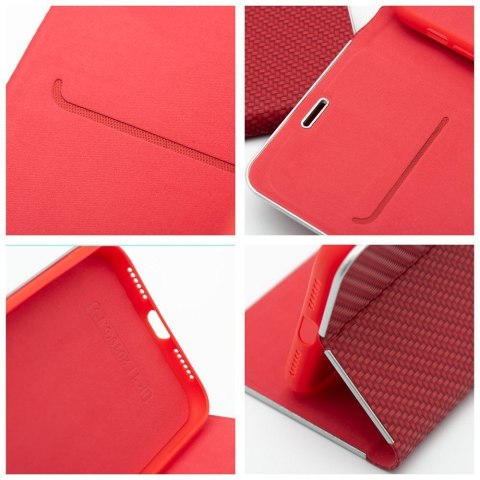 Etui z klapką na Xiaomi Redmi NOTE 14 PRO 4G Luna Book Carbon czerwone