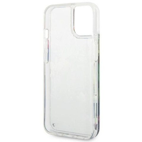 GUESS futerał do IPHONE 13 / 14 / 15 GUHCP14SLFLSB (Flower Liquid Glitter) niebieski
