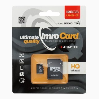 IMRO karta pamięci microSD 128GB 100MB/s class 10 UHS 3 4K z adapterem SD