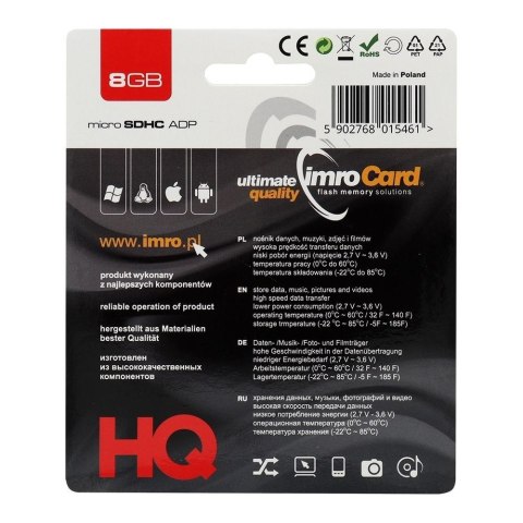 IMRO karta pamięci microSD 8GB z adapterem SD