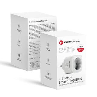 Inteligentne gniazdko 230V Forcell F-Energy EU02 z WiFi, programatorem i wsparciem dla Tuya / Amazon Alexa białe