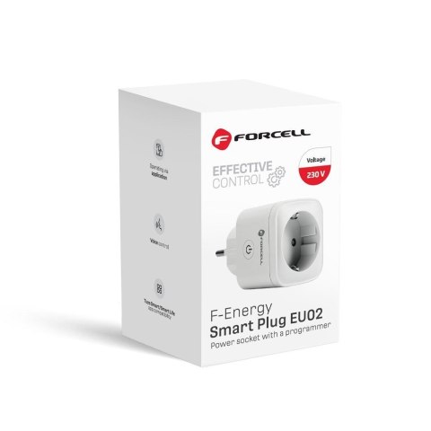 Inteligentne gniazdko 230V Forcell F-Energy EU02 z WiFi, programatorem i wsparciem dla Tuya / Amazon Alexa białe