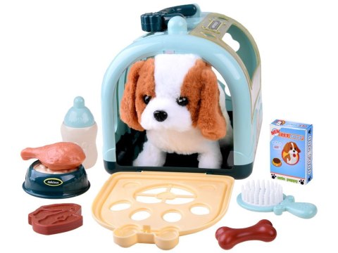 Interaktywny piesek beagle + karma + transporter akcesoria ZA4354