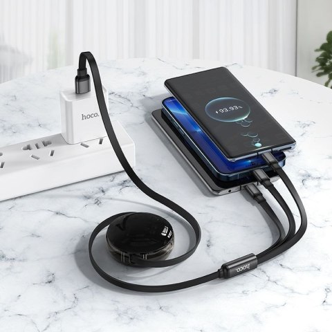 Kabel 3w1 USB A do Lightnig / Micro USB / USB C Hoco 2A 1 m X78 czarny