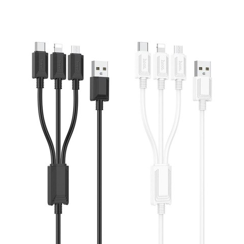 Kabel 3w1 USB A do Lightning / Micro USB / USB C Hoco 2A 1 m X74 biały