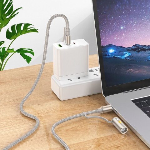 Kabel All-in-one USB A / USB C do USB C / Zapalniczka samochodowa Hoco 3A 60W 1,2 m U138 szary