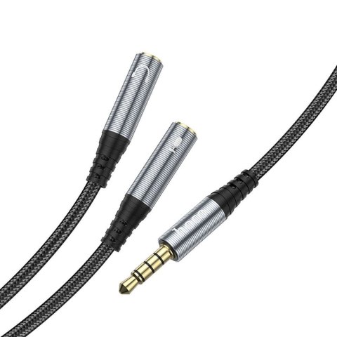 Kabel AUX 2w1 Jack 3,5 mm (męski) do 2 x Jack 3,5 mm (żeński) Hoco 0,25 m UPA21 szary (SC)