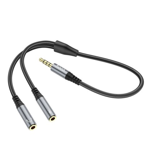 Kabel AUX 2w1 Jack 3,5 mm (męski) do 2 x Jack 3,5 mm (żeński) Hoco 0,25 m UPA21 szary (SC)