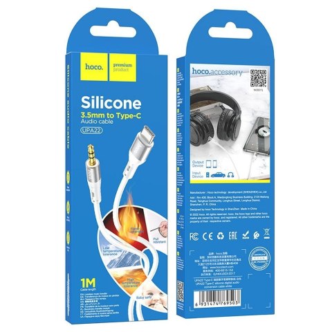 Kabel AUX Jack 3,5 mm do Lightning Hoco 1 m UPA22 biały