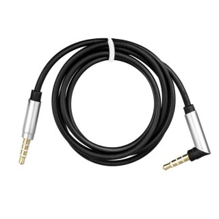 Kabel AUX Jack 3,5 mm (męski) do Jack 3,5 mm (męski) 90 stopni 1 m czarny