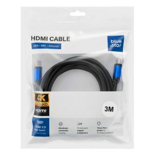 Kabel HDMI 2.0 Blue Star 4K 120Hz - High Speed, HDR, ARC, Ethernet, AWM, 18Gbps 1,5 m czarny