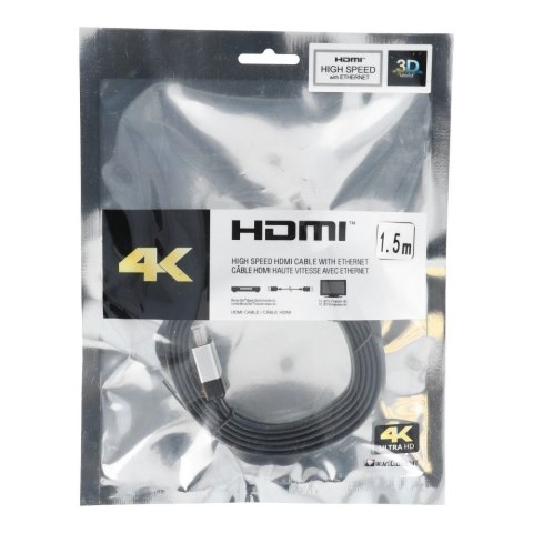 Kabel HDMI do HDMI 4K 60Hz High Speed with Ethernet wer. 2.0 BLISTER 1,5 m czarny
