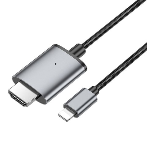 Kabel Lightning do HDMI Hoco 1080p 2 m UA27 stalowy szary