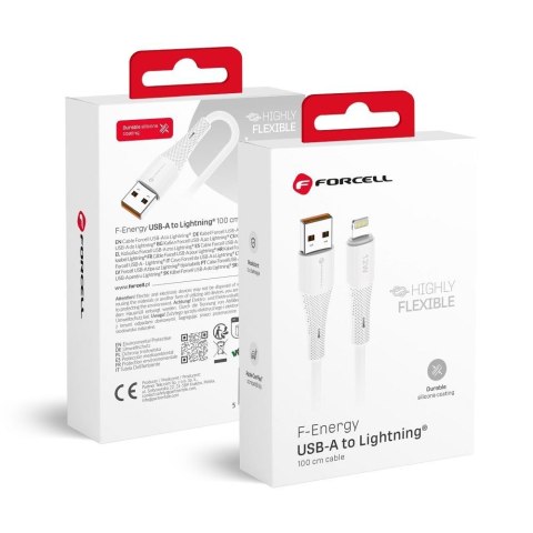 Kabel USB A do Lightning Forcell F-Energy 2,4A 12W Silicone 1 m C343 biały