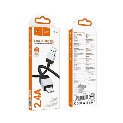 Kabel USB A do Lightning Hoco 2,4A 1 m X110 czarny