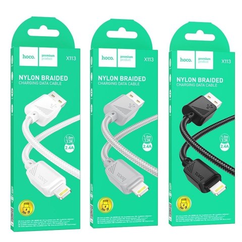 Kabel USB A do Lightning Hoco 2,4A 1 m X113 szary