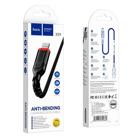 Kabel USB A do Lightning Hoco 2,4A 1 m X59 czarny