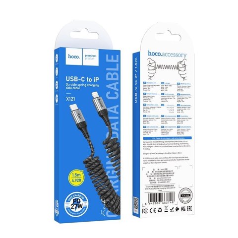 Kabel USB A do Lightning Hoco PD 2,4A 1,5 m X121 czarny